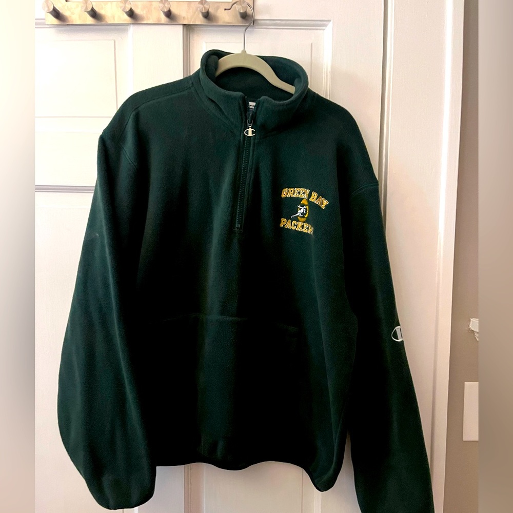 Vintage 90s Champion Authentic Green Bay Packers NFL Fleece Jacket Size L Green
